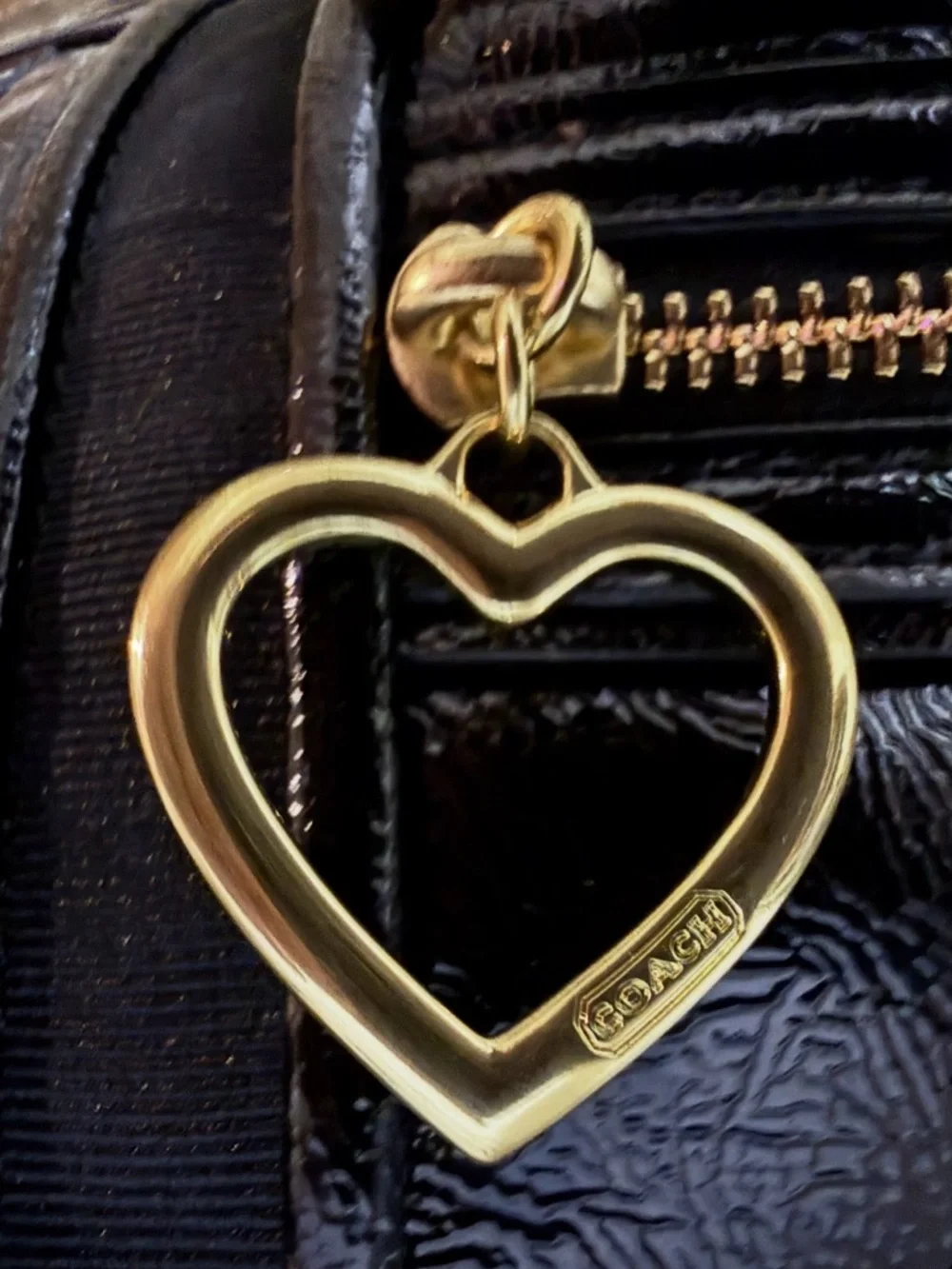 Coach Poppy Black Liquid Gloss Shoulder Bag w/ Glitter Tag & Dust Bag